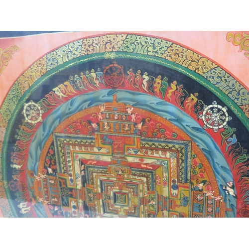 21 - Oriental school 'Landscape, Egypt' & 'Round Thangka' two watercolours17x30 & 30x30cm