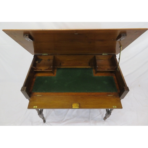 211 - Victorian mahogany desk with lift-up top, drop-down front, sectioned interior, brass drop handle, on... 