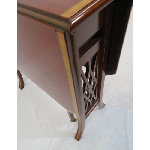 216 - Edwardian inlaid & crossbanded Pembroke table with drop leaves, angled corners, gateleg support, on ... 