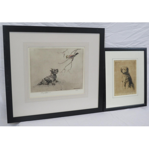 22 - Henry Wilkinson 'Dog and bird' & English school 'Puppy' pair of Etchings, 23x30cm & 22x17cm