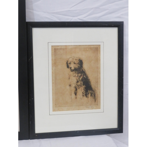 22 - Henry Wilkinson 'Dog and bird' & English school 'Puppy' pair of Etchings, 23x30cm & 22x17cm