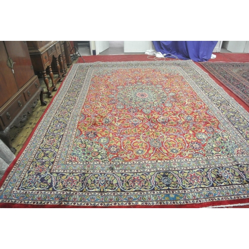 229 - Large red ground Persian Kashan carpet with Lozengier Medallion design 395CM  x 285 cm