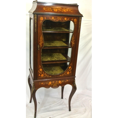 230 - Louis XV inlaid kingwood and mahogany vitrine display cabinet with ornate ormolu mounts, pierced bra... 