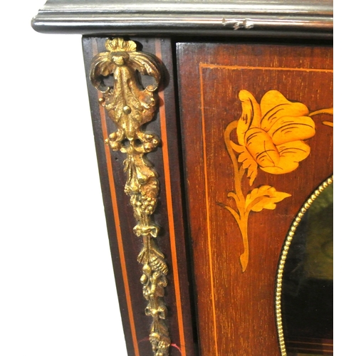 230 - Louis XV inlaid kingwood and mahogany vitrine display cabinet with ornate ormolu mounts, pierced bra... 