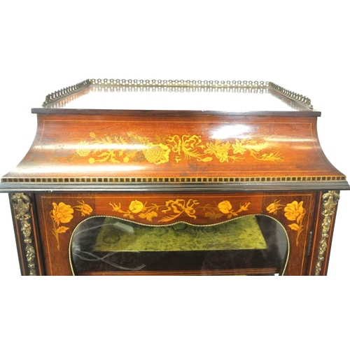 230 - Louis XV inlaid kingwood and mahogany vitrine display cabinet with ornate ormolu mounts, pierced bra... 