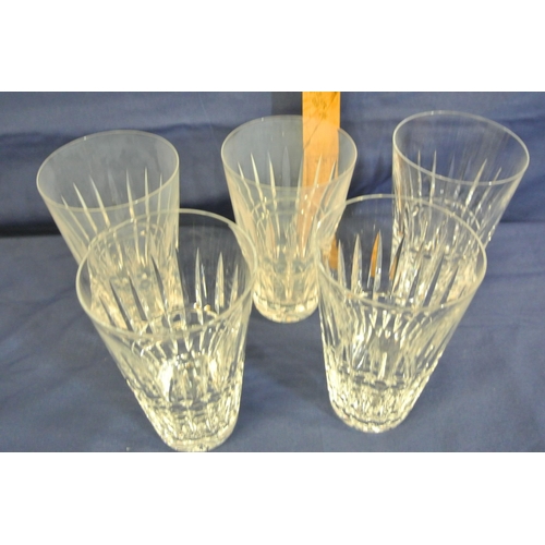 237 - Set of five Waterford Crystal cut glass flared tumblers with faceted decoration