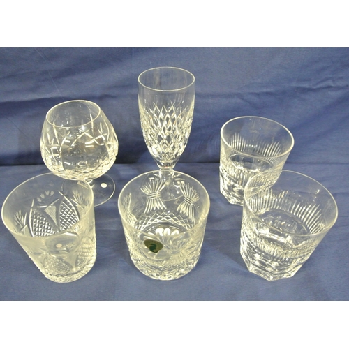 238 - Assorted lot of Waterford glasses, etc. in box. Tumblers x4, wickey glass ,sherry glass x2  etc