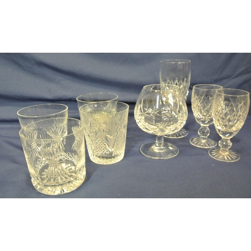 238 - Assorted lot of Waterford glasses, etc. in box. Tumblers x4, wickey glass ,sherry glass x2  etc