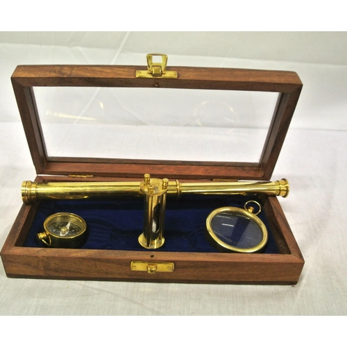 244 - Mariners brass presentation set in glazed case