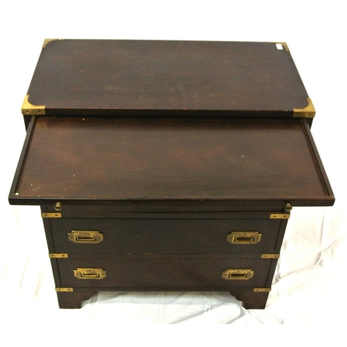 251 - Edwardian mahogany Mariners bachelors chest with brass borders, pull-out shelf, two short & three lo... 