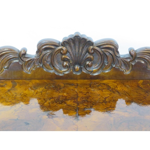 260 - Edwardian walnut serpentine fronted sideboard with scroll carved back & border, two bowed central dr... 