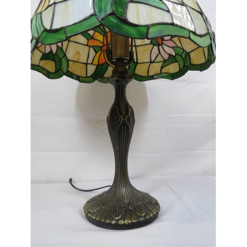 263 - Art Deco style electric lamp with baluster column & multi coloured panelled shade