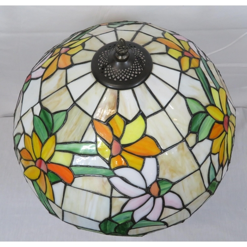 263 - Art Deco style electric lamp with baluster column & multi coloured panelled shade