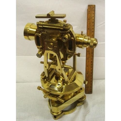 273 - Mariners ornate theodolite with swivelling top, telescope, levels, compass, etc. on adjustable bass