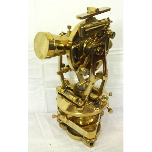 273 - Mariners ornate theodolite with swivelling top, telescope, levels, compass, etc. on adjustable bass