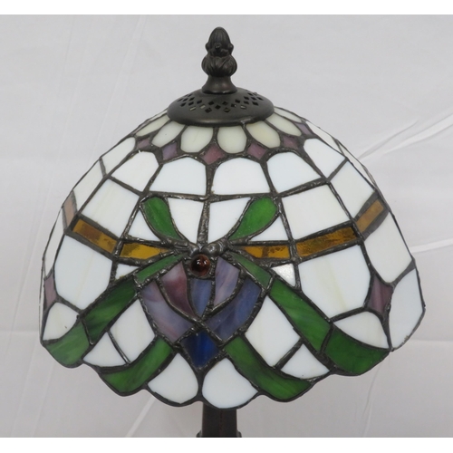 279 - Art Deco style small electric lamp with multi-coloured panelled coloured shade