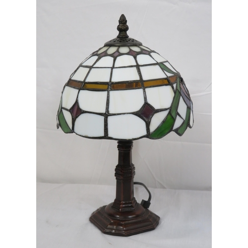 279 - Art Deco style small electric lamp with multi-coloured panelled coloured shade