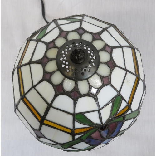 279 - Art Deco style small electric lamp with multi-coloured panelled coloured shade