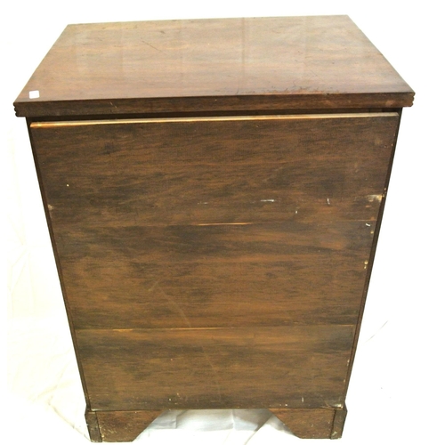 286 - Edwardian mahogany small chest of four drawers with reeded borders, brass drop handles with pierced ... 