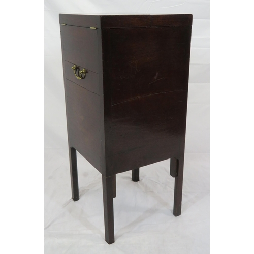 294 - Gentleman's mahogany wash stand with pull-up swivel mirror, fold-out top, two drawers under, on squa... 