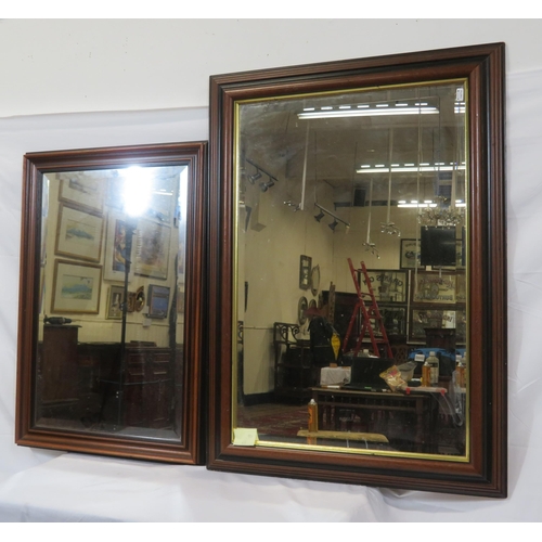 307 - Pair of mahogany framed bevelled glass wall mirrors with reeded borders