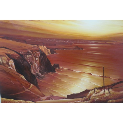 32 - Christopher Johnson 'Coastal sunset' oil on canvas 115x120cm signed