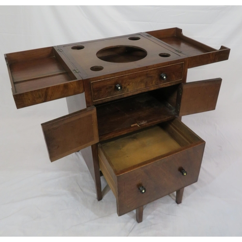 326 - Victorian mahogany wash stand with fold-out top, press & drawer under, on square legs