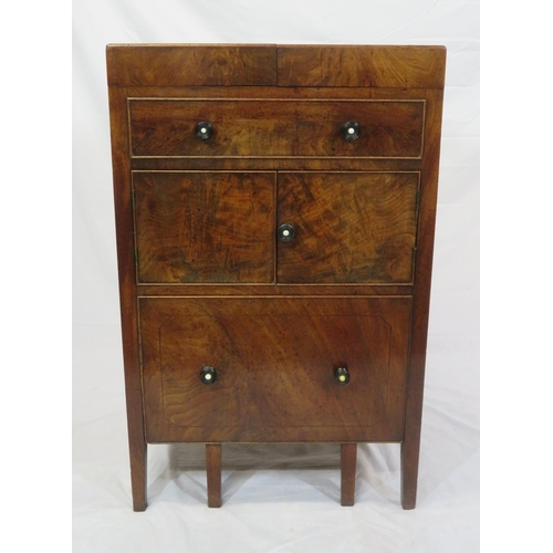 326 - Victorian mahogany wash stand with fold-out top, press & drawer under, on square legs