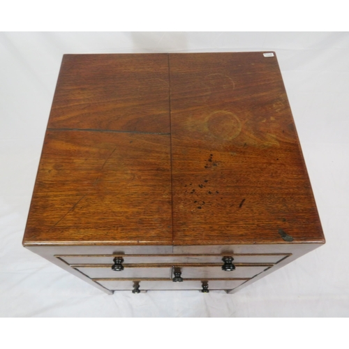 326 - Victorian mahogany wash stand with fold-out top, press & drawer under, on square legs