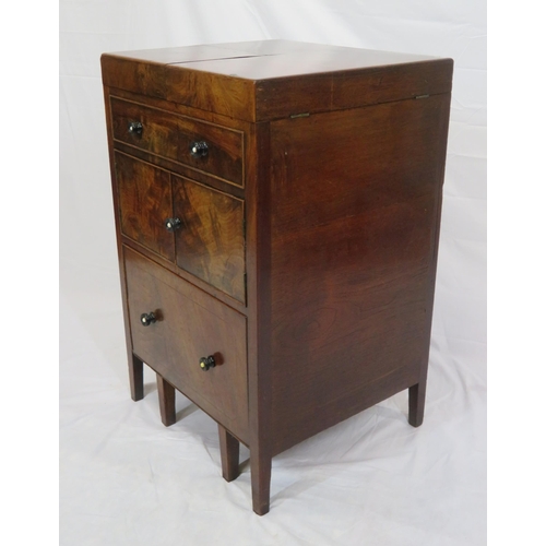 326 - Victorian mahogany wash stand with fold-out top, press & drawer under, on square legs