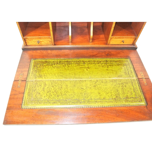 335 - Edwardian inlaid & crossbanded mahogany bonheur du jour with shaped tray back, sectioned top with dr... 