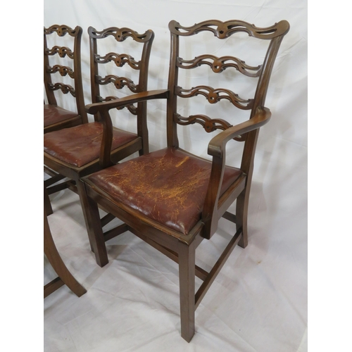 341 - Set of eight Georgian Hepplewhite style mahogany ladder back dining chairs with shaped pierced rails... 