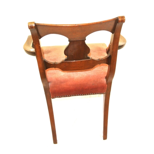 345 - Edwardian inlaid mahogany open armchair with string & shell inlay, shaped arms, inlaid square taperi... 