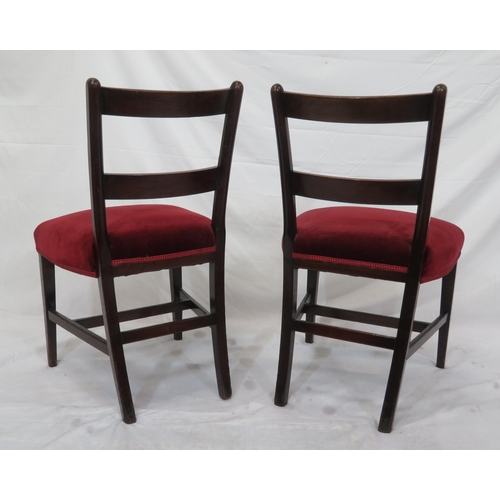 347 - Pair of Edwardian occasional chairs with inlaid bowed rails, upholstered seats, on tapering legs wit... 