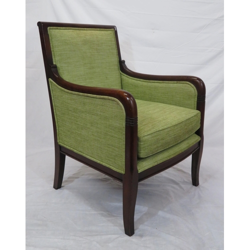 363 - Edwardian style mahogany framed armchair with upholstered back, seat & cushions, on square shaped le... 