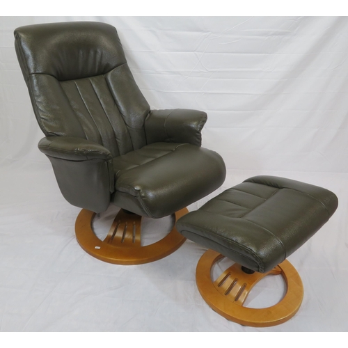 364 - Leather upholstered office reclining armchair with stool