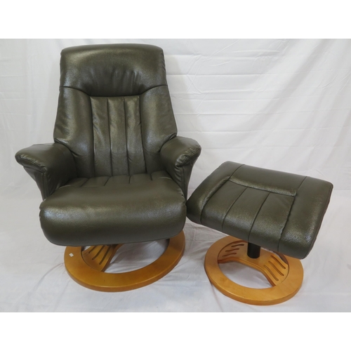 364 - Leather upholstered office reclining armchair with stool