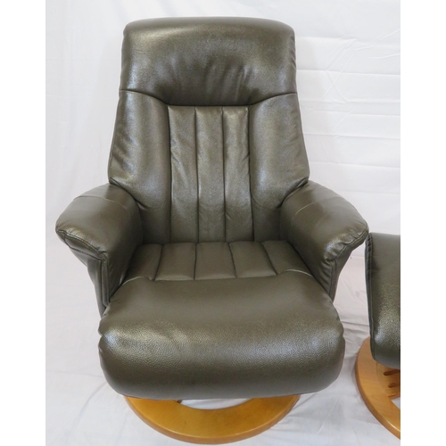 364 - Leather upholstered office reclining armchair with stool