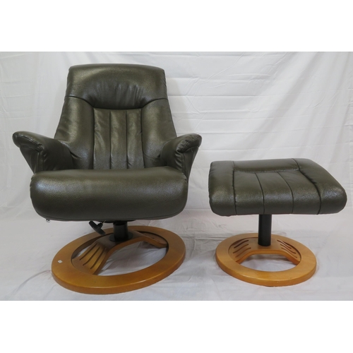 364 - Leather upholstered office reclining armchair with stool