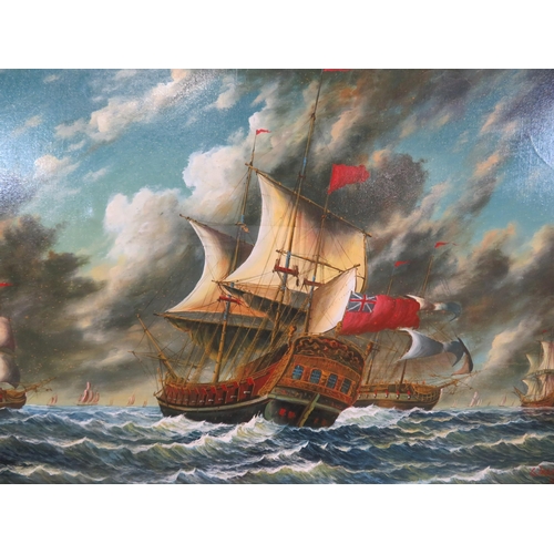 4 - Webb 'Battle ship scene' oil on canvas 57x87cm signed