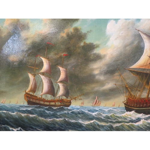 4 - Webb 'Battle ship scene' oil on canvas 57x87cm signed
