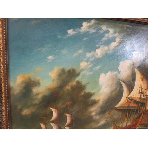 4 - Webb 'Battle ship scene' oil on canvas 57x87cm signed