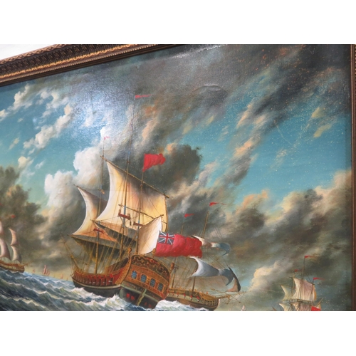 4 - Webb 'Battle ship scene' oil on canvas 57x87cm signed