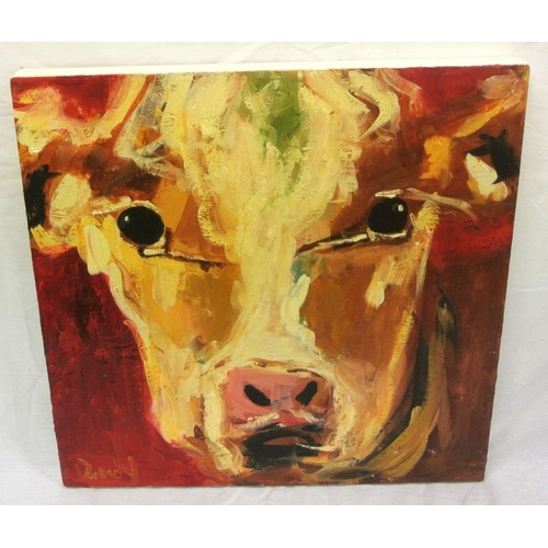 41 - Irish school 'Study of a cow' oil on canvas 61x61cm signed