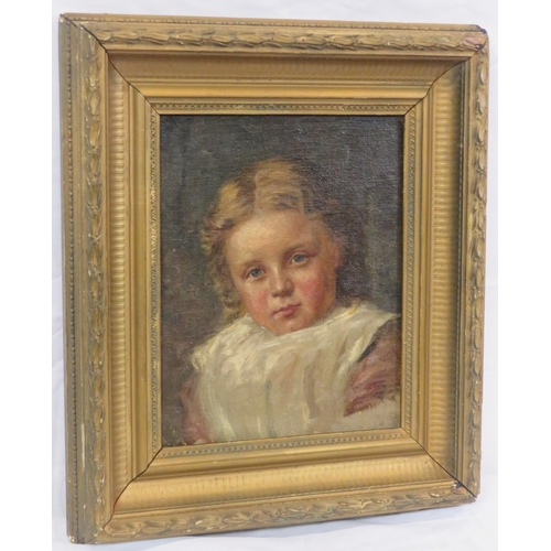 48 - Hodgson 'Portrait of young child' oil on panel 24x19cm signed