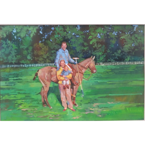 49 - English school 'Polo players' oil on board 38x58cm