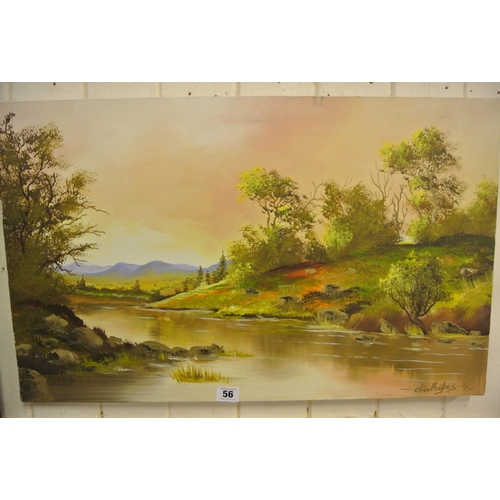 56 - Clive Hughes 'Riverscape' oil on canvas 40x66cm signed