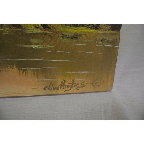 56 - Clive Hughes 'Riverscape' oil on canvas 40x66cm signed