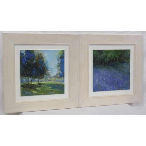 68 - Erica Kirkpatrick 'Woodland scenes' pair of oils on boards 30x30cm each signed