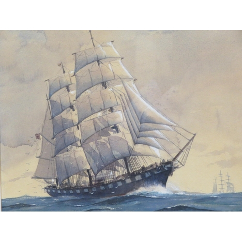 7 - John Corcoran '3 masted cutter' watercolor 36x46cm signed 1977